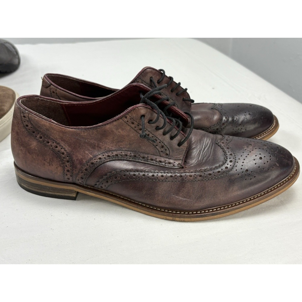 Studio Ink "Carthage" Brogue Wingtip Leather Oxfords 11M Distressed Wine EUC